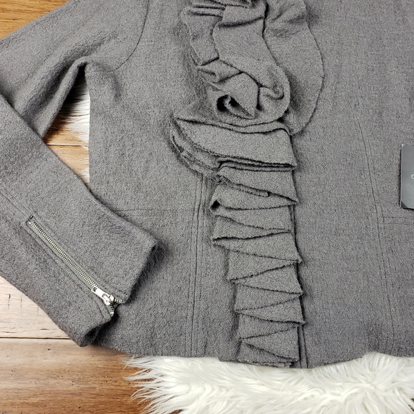 Cynthia Rowley lagenlook ruffle wool jacket size large - Picture 9 of 16